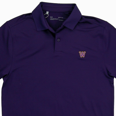 purple and gold polo shirt